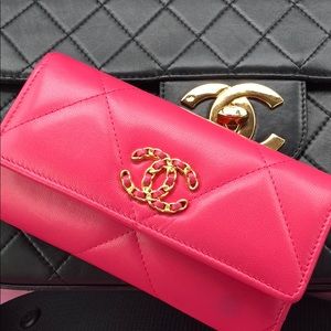 Authentic Pink Chanel 19 Wallet